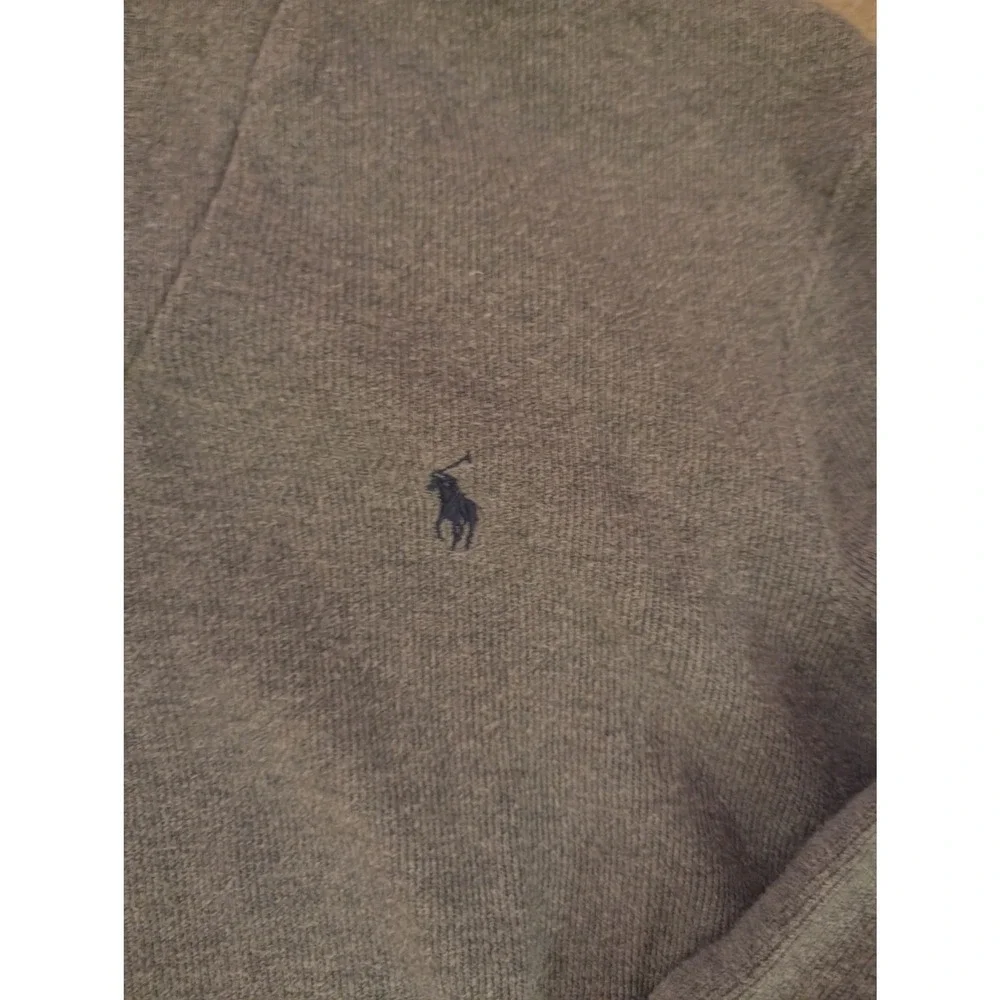 Polo Ralph Lauren Men's Gray Button Mock Neck Cotton Pullover Sweatshirt- Size L